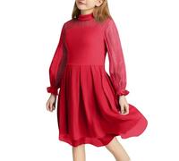 Genérico 2026 Vestido Infantil Femenino de Tul Bicolor con Mangas largas para niñas (RD1, 10-12Years)