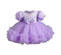 Genérico 2026 Vestido Infantil Floreado con Volantes Tul Bordado y para Ceremonia Nupcial Pasarela Aniversario tutú Festivo (Purple, 4-5 Years)
