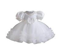 Genérico 2026 Vestido Infantil Floreado con Volantes Tul Bordado y para Ceremonia Nupcial Pasarela Aniversario tutú Festivo (White, 2-3 Years)