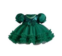Genérico 2026 Vestido Infantil Floreado con Volantes Tul Bordado y para Ceremonia Nupcial Pasarela Aniversario tutú Festivo (Green, 3-4 Years)