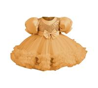 Genérico 2026 Vestido Infantil Floreado con Volantes Tul Bordado y para Ceremonia Nupcial Pasarela Aniversario tutú Festivo (Yellow, 2-3 Years)