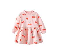 Genérico 2026 Vestido Informal con Estampado Floral para niñas Mangas largas Cuello Corte A Ideal para otoñales e invernales pequeñas (3-4 Years)