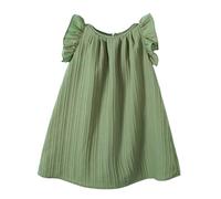 Genérico 2026 Vestido Liso con Manga Mosca para niñas pequeñas Ideal para y Bailes confeccionado en Tela y Que Brinda Comodidad Durante Todo el día (Green, 2-3 Years)