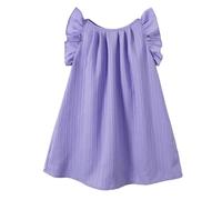 Genérico 2026 Vestido Liso con Manga Mosca para niñas pequeñas Ideal para y Bailes confeccionado en Tela y Que Brinda Comodidad Durante Todo el día (Purple, 4-5 Years)