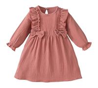Genérico 2026 Vestido Manga Larga para Niñas Estampado Floral con Cinturón Atuendo Festivo e Informal para Iglesia Edades 2-7 Años (Watermelon Red, 2-3 Years)