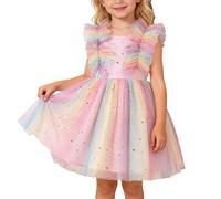 Genérico 2026 Vestido Princesa Infantil con Lentejuelas Volantes Sin Mangas para Niñas Pequeñas Ocasiones Casuales y Escolares (2-3 Years)