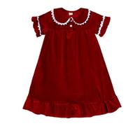 Genérico 2026 Vestido Princesa niña pequeña Terciopelo Manga Corta Dormir Infantil Ropa bebé Elegante (Red, 9-12 Months)