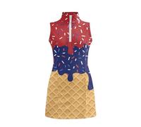 Genérico 2026 Vestido sin Mangas para niñas con Cuello y Estampado Moderno Ideal para Verano y Actividades Deportivas (Red, 14-15 Years)