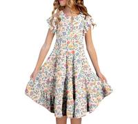 Genérico 2026 Vestidos Florales para niñas para Verano, Playa, Piscina, Juegos al Aire Libre, cómodos e Informales para niños de 4 a 15 años (Multicolour, 12-13 Years)