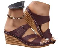 Genérico 2026 Wedge Platform Sandals for Women Dressy Platform Espadrilles Slip-On Open Toe Orthopedic Shoes Boho Beach Vacation Slippers Suitable for summer (Red,43)