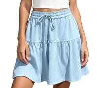 Genérico 2026 Women's Flowy Shorts, Drawstring Loose Fit Lightweight Stretch Comfy Shorts with Pockets, for Daily Wear (Blue,S)