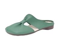 Genérico 2026 Women's Soft Sole Knot Mules Lightweight Round Toe Backless Non-Slip Sandals, Cut Out Design Flat Mules for Women (Green,35)