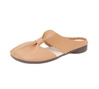 Genérico 2026 Women's Soft Sole Knot Mules Lightweight Round Toe Backless Non-Slip Sandals, Cut Out Design Flat Mules for Women (Khaki,35)