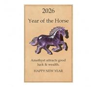 Genérico 2026 Year of The Horse Lucky Resin Figurine - Clear Green Aventurine Horse Statue, Feng Shui Strength & New Beginnings Decor, Desktop Ornament Gift with Card for Family Friends (Purple)