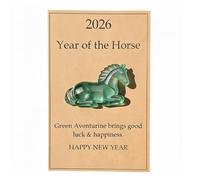 Genérico 2026 Year of The Horse Lucky Resin Figurine - Clear Green Aventurine Horse Statue, Feng Shui Strength & New Beginnings Decor, Desktop Ornament Gift with Card for Family Friends (Green)