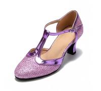 Genérico 2026 Zapatos de Baile Latino, Zapatos de salón, Zapatos de Baile de Carnaval, Zapatos de Baile con Cinta Adhesiva (Purple, 39)