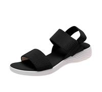 Genérico 2026 Zapatos de mujer de tamaño de comercio exterior de verano, sandalias informales de suela plana tejidas con banda elástica en la espalda y correa trasera para mujer