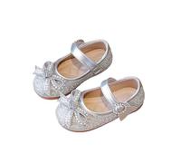 Genérico 2026 Zapatos elegantes Mary Jane con lazo de cristal brillante para niñas, sandalias cómodas y ligeras para fiestas escolares