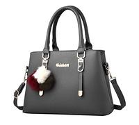 Genérico 2027-Bolso elegante de cuero genuino para mujer casual capacidad bolso mensajero (Grey, One Size)