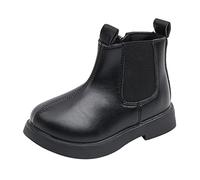 Genérico 2027-Botas de Cuero para Niñas Pequeñas Zapatos Escolares Cómodos y Elegantes con Antideslizante (Black, 27.5 Little Child)