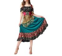 Genérico 2027-Disfraz de adivina gitana para mujer, perfecto para Halloween y actuaciones teatrales. (Gold, L)
