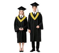 Genérico 2027-Elegante toga de graduación para licenciatura y doctorado con birrete y borla a juego para la ceremonia de graduación. (Yellow, XXXL)