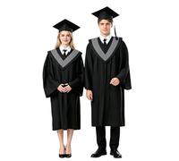 Genérico 2027-Elegante toga de graduación para licenciatura y doctorado con birrete y borla a juego para la ceremonia de graduación. (Grey, L)