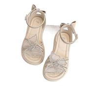 Genérico 2027-Sandalias blanda pedrería verano niña casual campus vacaciones diseño fijo edad 3-10 años (White, 33)