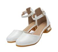 Genérico 2027-Sandalias Elegantes para Niñas con Tacón Ideales para Bodas y Eventos Escolares para Uso Diario Bailar y Vestir Recomendadas de 7 a 15 Años (White, 28 Little Child)