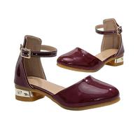 Genérico 2027-Sandalias Elegantes para Niñas con Tacón Ideales para Bodas y Eventos Escolares para Uso Diario Bailar y Vestir Recomendadas de 7 a 15 Años (Red, 37 Big Kids)