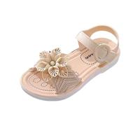Genérico 2027-Sandalias para niñas vacaciones casuales libre cómodas uso diario diseño fijo punta abierta edades 3 12 años (Beige, 33 Big Kids)