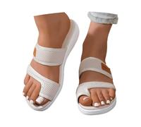 Genérico 2052 Orthopedic Sandalias Mujer Beach Slip On Flip Flops Comfortable Mesh Flats Casual Toe Ring Slippers Sandalias Básicas de un Solo Color para Mujer para el Verano