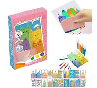 Genérico 20Pcs DIY Rainbow Scratch Art,2025 Upgraded Rainbow Scratch Art Paint Kit for Kids,Dot Painting Set for DIY Postcard with Paints, Squeegee, Sticker (1pcs)