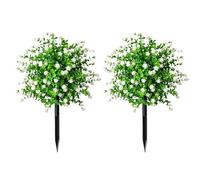 Genérico 22 Inch Artificial Camellia Eucalyptus Garden Stake, UV Resistant Faux White Flower Bush, Outdoor Yard Decor for Patio, Lawn, Pathway, Porch