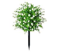 Genérico 22 Inch Artificial Camellia Eucalyptus Garden Stake, UV Resistant Faux White Flower Bush, Outdoor Yard Decor for Patio, Lawn, Pathway, Porch