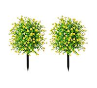 Genérico 22 Inch Artificial Camellia Eucalyptus Garden Stake, UV Resistant Faux White Flower Bush, Outdoor Yard Decor for Patio, Lawn, Pathway, Porch