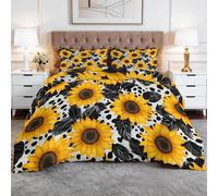 Genérico 220 x 240 cm Naturaleza Flores Girasol Funda Nórdica Reversible Estampado 3D, Set de Ropa de Cama Fácil de Cuidar, Diseño de Doble Cara, Tejido Transpirable y Duradero, Amarillo