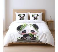Genérico 240 x 220 cm 3Piezas Hipoalergénico Funda de edredón Animales de Dibujos Animados Pandas adorables Duradero Suave Bedding Apto para Adultos, Blanco y Negro