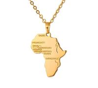 Genérico 24K Gold Plated African Map Pendant Necklace Jewelry for Women Trendy Personalized Africa Motherland Continent Outline (Model 1)