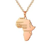 Genérico 24K Gold Plated African Map Pendant Necklace Jewelry for Women Trendy Personalized Africa Motherland Continent Outline (Model 3)