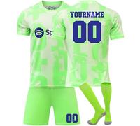 Genérico 25/26 Camisetas Home & Away Equipaciones de Fútbol Personalizadas Pantalones+Camisetas+Calcetines para Niños 3 Sets Equipaciones de Fútbol para Adultos B04