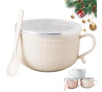 Genérico 25-Oz Mug Meals w Lid, Meal Mugs Set Microwave Soup Bowls with Handles and Lids, Preservation and Sealing, for Soups, Stews, Coffee, Desserts, Ideal Gift Set (Beige-1pcs)