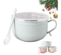 Genérico 25-Oz Mug Meals w Lid, Meal Mugs Set Microwave Soup Bowls with Handles and Lids, Preservation and Sealing, for Soups, Stews, Coffee, Desserts, Ideal Gift Set (Blue-1pcs)