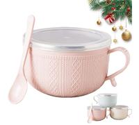 Genérico 25-Oz Mug Meals w Lid, Meal Mugs Set Microwave Soup Bowls with Handles and Lids, Preservation and Sealing, for Soups, Stews, Coffee, Desserts, Ideal Gift Set (Pink-1 pcs)