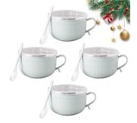 Genérico 25-Oz Mug Meals w Lid, Meal Mugs Set Microwave Soup Bowls with Handles and Lids, Preservation and Sealing, for Soups, Stews, Coffee, Desserts, Ideal Gift Set (Blue-4pcs)