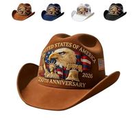 Genérico 250 Years Later - Patriotic Cowboy Hat, 250th Anniversary Embroidered Cowboy Hat for Men Women (Brown)