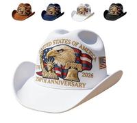 Genérico 250 Years Later - Patriotic Cowboy Hat, 250th Anniversary Embroidered Cowboy Hat for Men Women (White)