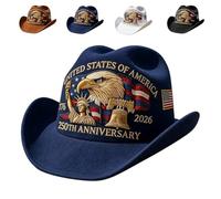 Genérico 250 Years Later - Patriotic Cowboy Hat, 250th Anniversary Embroidered Cowboy Hat for Men Women (Blue)