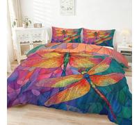 Genérico 260 x 240 cm Juego de Fundas de edredón 3 Piezas Multicolor, Fantasía Romance Libélulas Microfibra ultrasuave con Cierre de Cremallera y 2 Fundas de Almohada fácil de Lavar y cómodo
