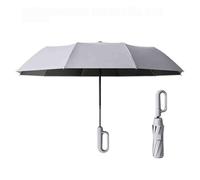 Genérico 27in Travel Umbrella with Carabiner Handle,Compact Wind Proof Umbrellas For Rain and Sun Protection,Forward folding,Automatic Open/Close with Reflective Strip for UV Umbrellas (gray)